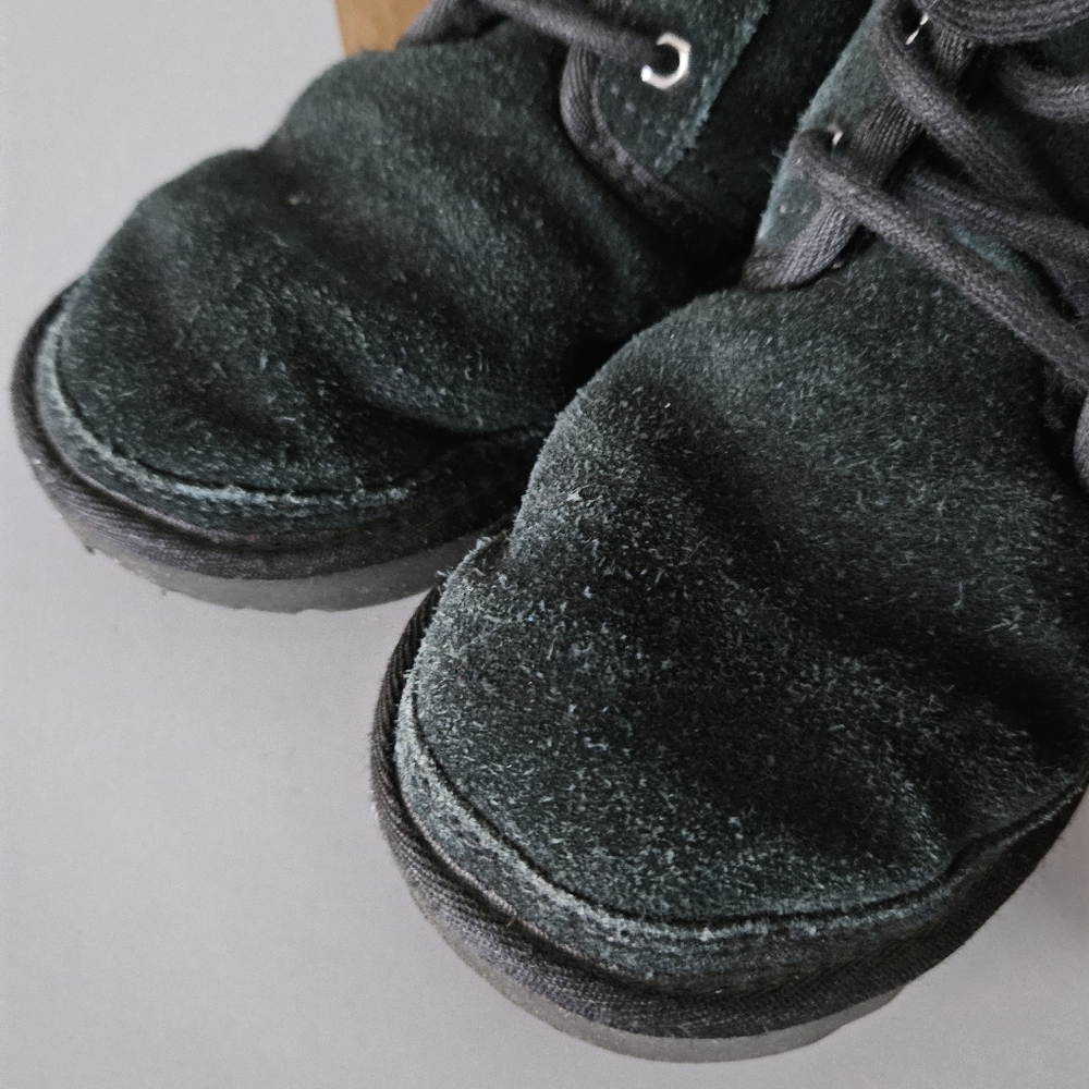 UGG Kids Neumel II Black Chukka Boots US 2 Toddler Suede Shearling Lace Up - Picture 3 of 12